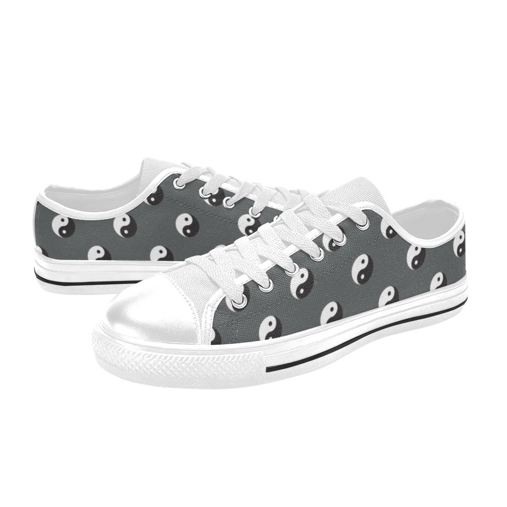 Yin Yang Print Design LKS303 Women's White Low Top Shoes