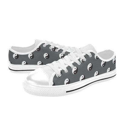 Yin Yang Print Design LKS303 Women's White Low Top Shoes