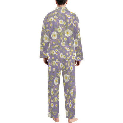Daisy Pattern Print Design DS011 Men's Long Pajama Set