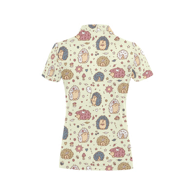 Hedgehog Cute Pattern Print Design 01 Women's Polo Shirt