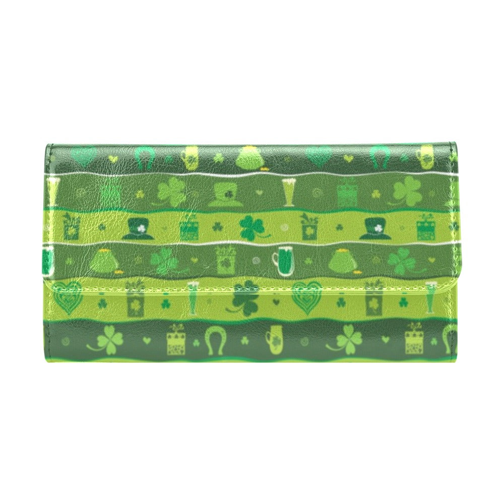 Shamrock Print Design LKS303 Women's Trifold Wallet