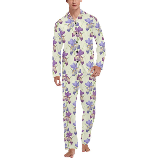 Iris Pattern Print Design IR08 Men's Long Pajama Set