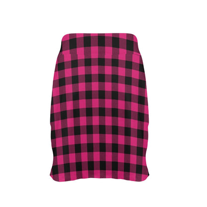 Pink Tartan Plaid Pattern 17" Golf & Pickleball Skort with Pockets