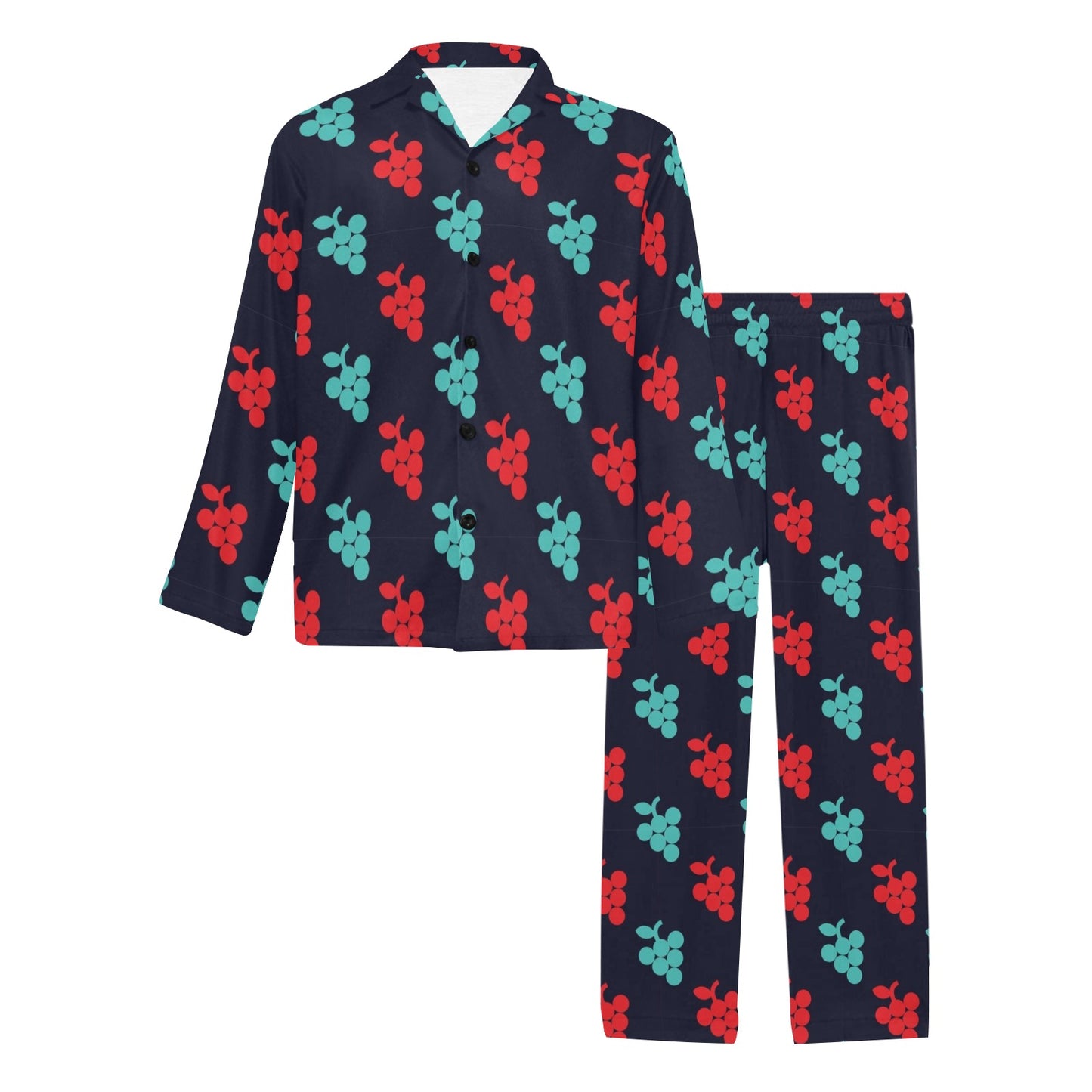 Grape Pattern Print Design GP07 Men's Long Pajama Set