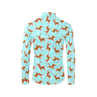 Reindeer Print Design LKS403 Men's Long Sleeve Dress Shirt