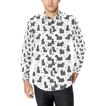 Scottish Terriers Print Design LKS3015 Men's Long Sleeve Dress Shirt