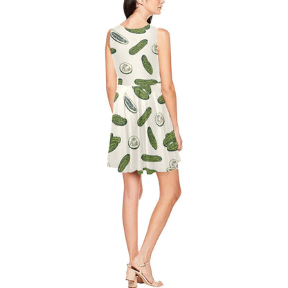 Cucumber Pattern Print Design CC05 Sleeveless Dress