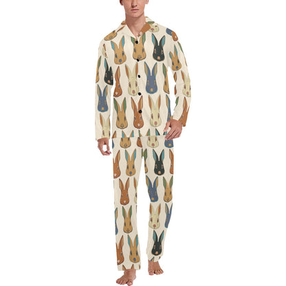 Rabbit Pattern Print Design RB04 Men's Long Pajama Set