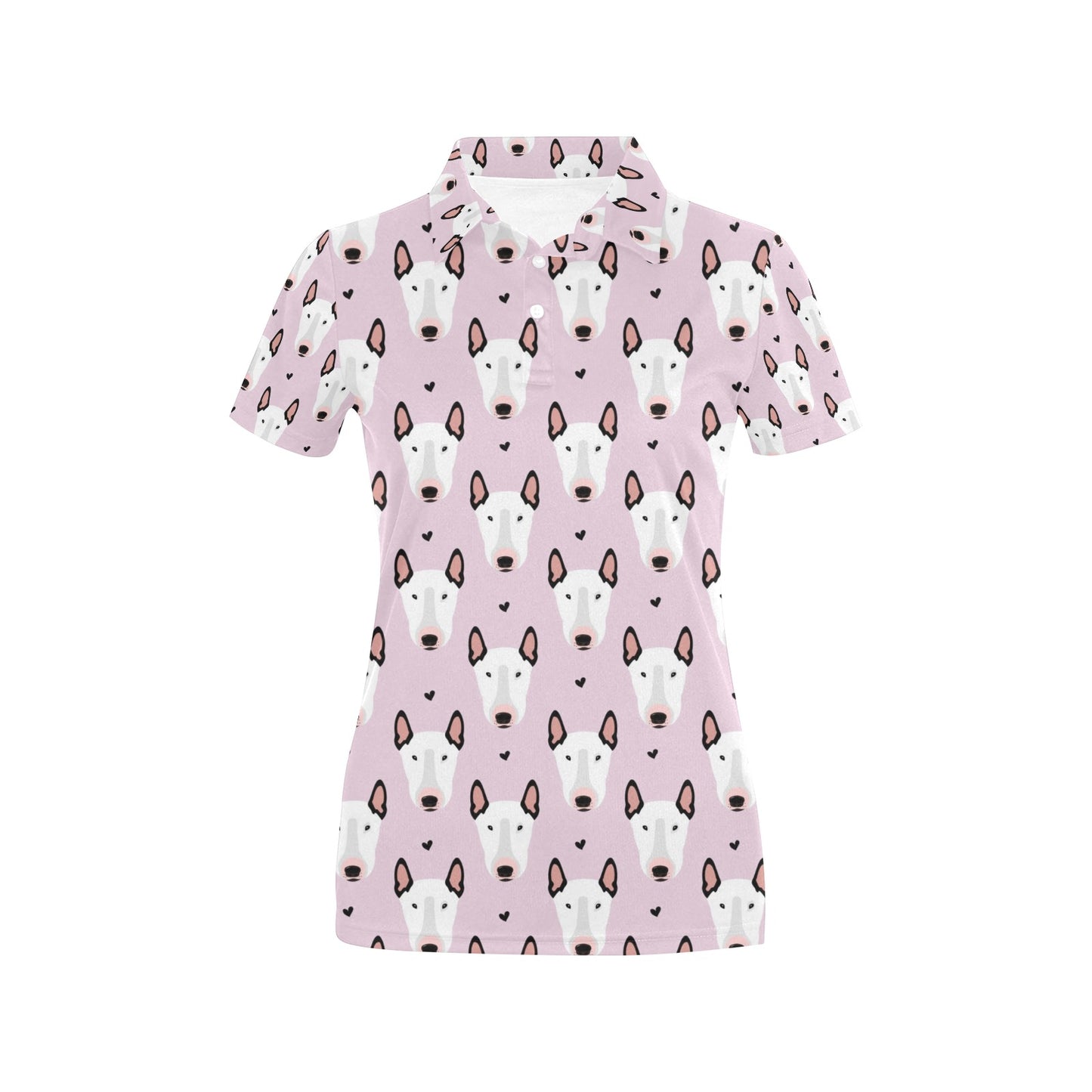 Bull Terrier Pink Print Pattern Women's Polo Shirt