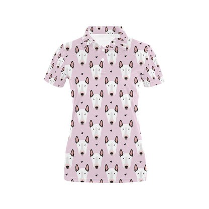 Bull Terrier Pink Print Pattern Women's Polo Shirt