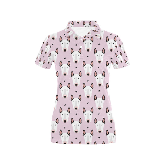 Bull Terrier Pink Print Pattern Women's Polo Shirt