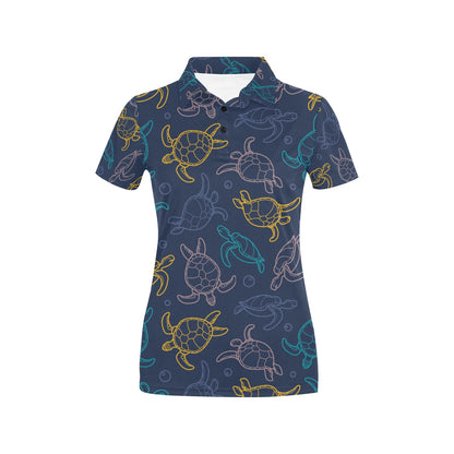Sea Turtle Baby Print Women's Polo Shirt