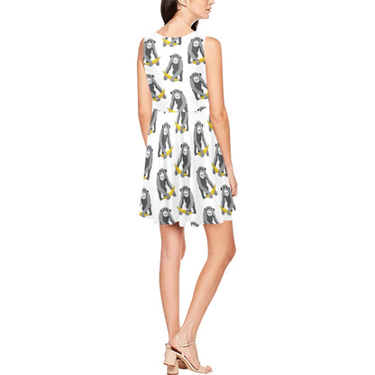 Chimpanzee Pattern Print Design 05 Sleeveless Dress
