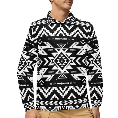 Tribal indians native aztec Long Sleeve Polo Shirt For Men's