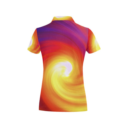 Vortex Twist Swirl Flame Themed Women's Polo Shirt