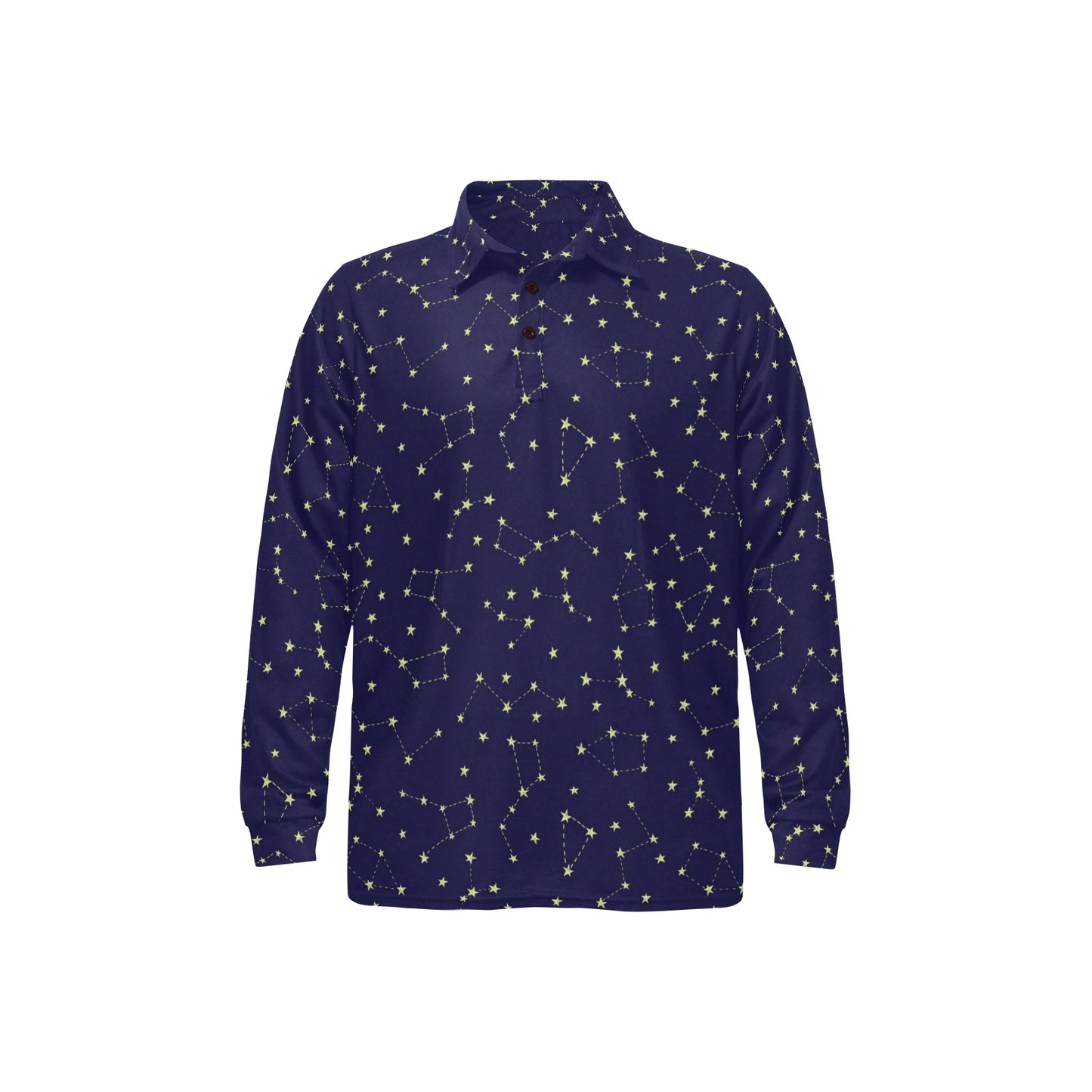 Constellation Pattern Print Design 02 Long Sleeve Polo Shirt For Men's