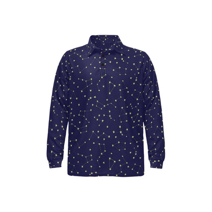 Constellation Pattern Print Design 02 Long Sleeve Polo Shirt For Men's