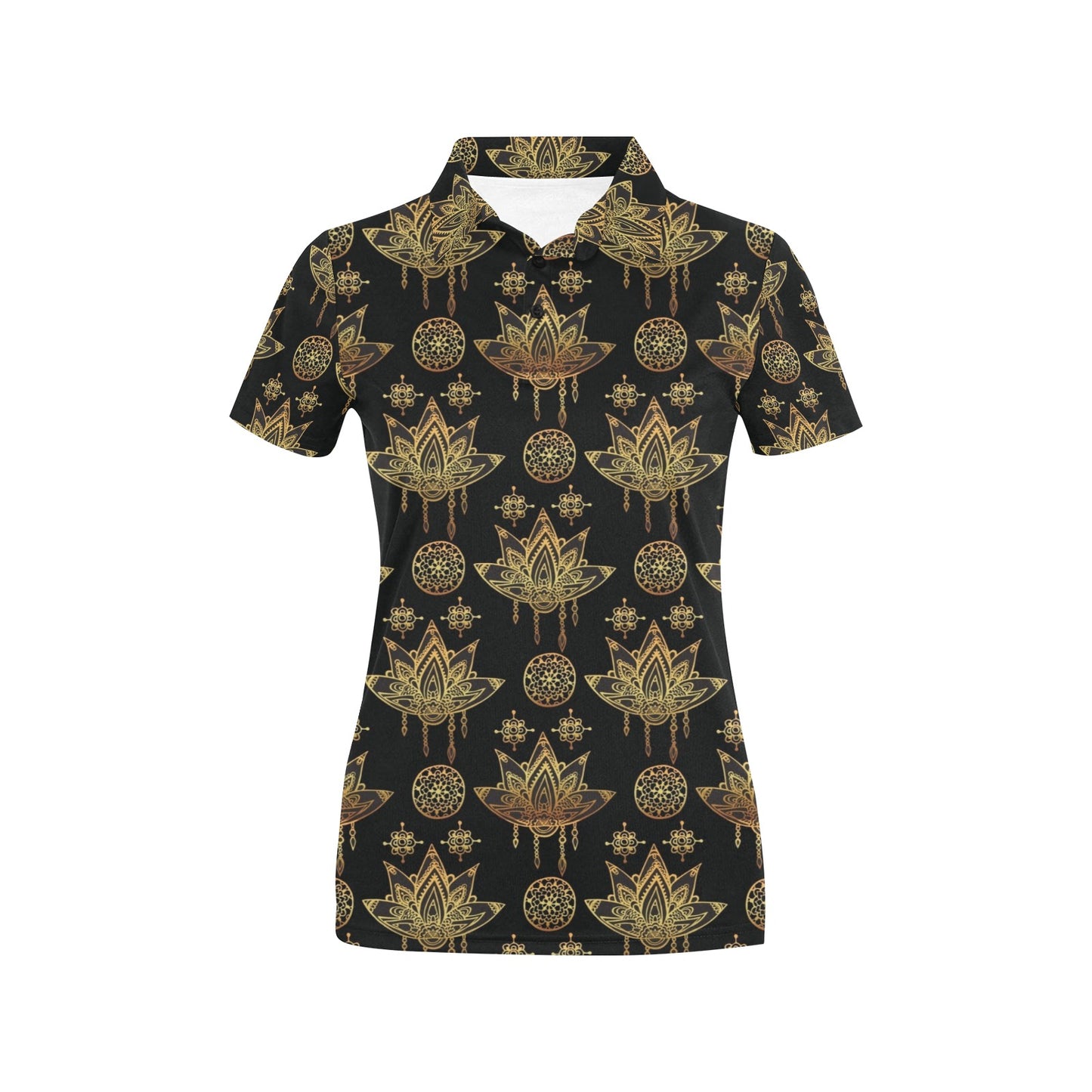 lotus Boho Pattern Print Design LO03 Women's Polo Shirt