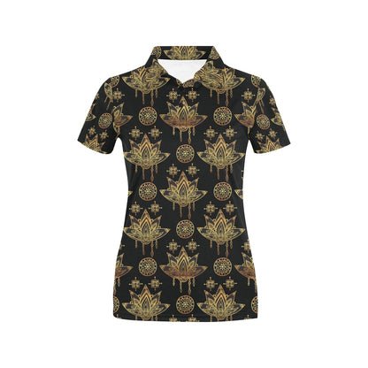 lotus Boho Pattern Print Design LO03 Women's Polo Shirt