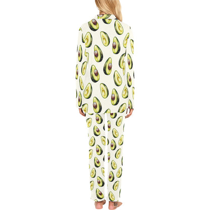 Avocado Pattern Print Design 01 Women's Long Pajama Set