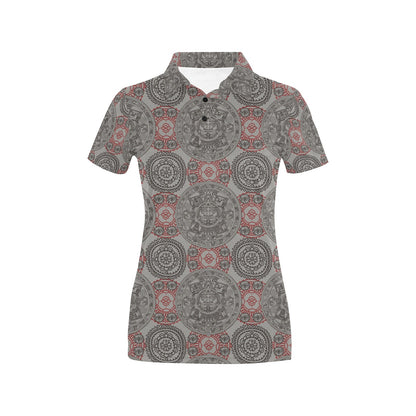 Calendar Aztec Pattern Print Design 04 Women's Polo Shirt