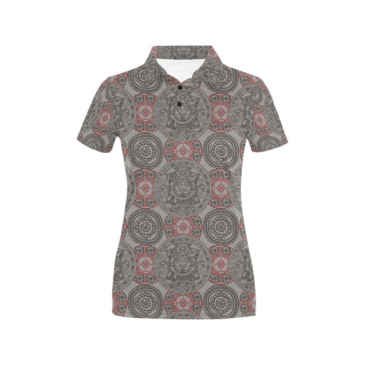 Calendar Aztec Pattern Print Design 04 Women's Polo Shirt