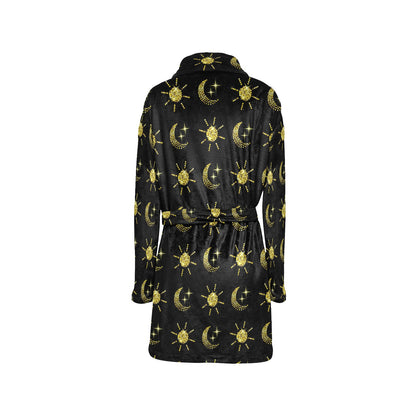 Sun Moon Print Design LKS304 Women's Fleece Robe