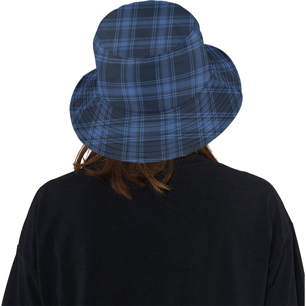 Tartan Blue Print Design LKS304 Unisex Bucket Hat