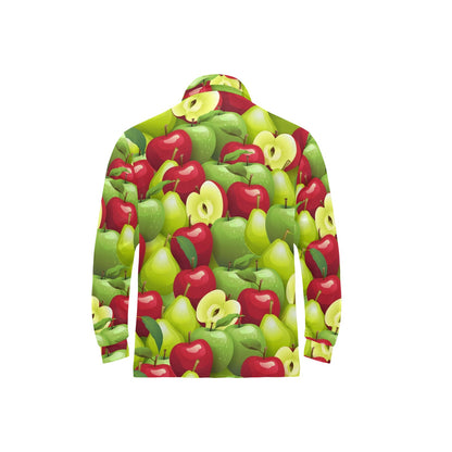 Apple Pattern Print Design AP03 Long Sleeve Polo Shirt For Men's