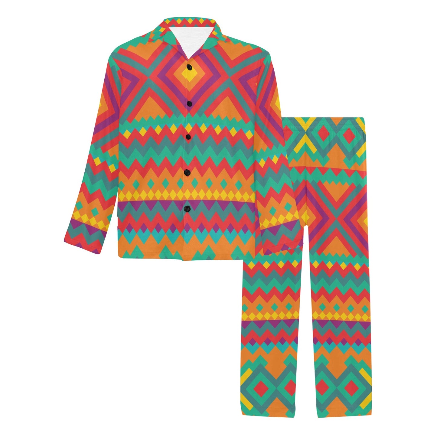 Mexican Pattern Print Design 04 Men's Long Pajama Set
