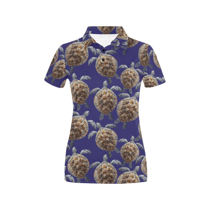 Sea Turtle Pattern Print Design T05 Women's Polo Shirt