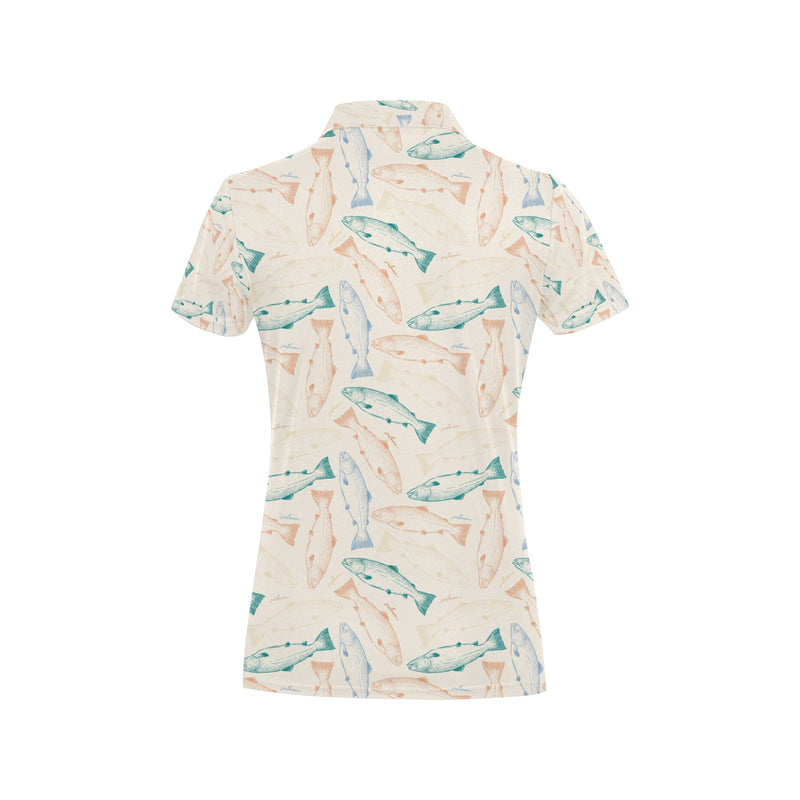 Salmon Fish Print Design LKS305 Women's Polo Shirt