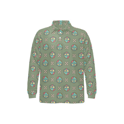Zombie Print Design LKS301 Long Sleeve Polo Shirt For Men's