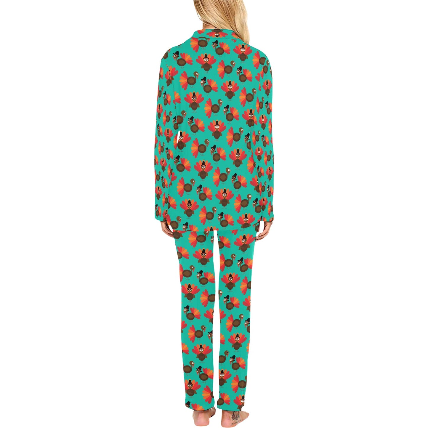 Thanksgiving Print Design LKS307 Women's Long Pajama Set
