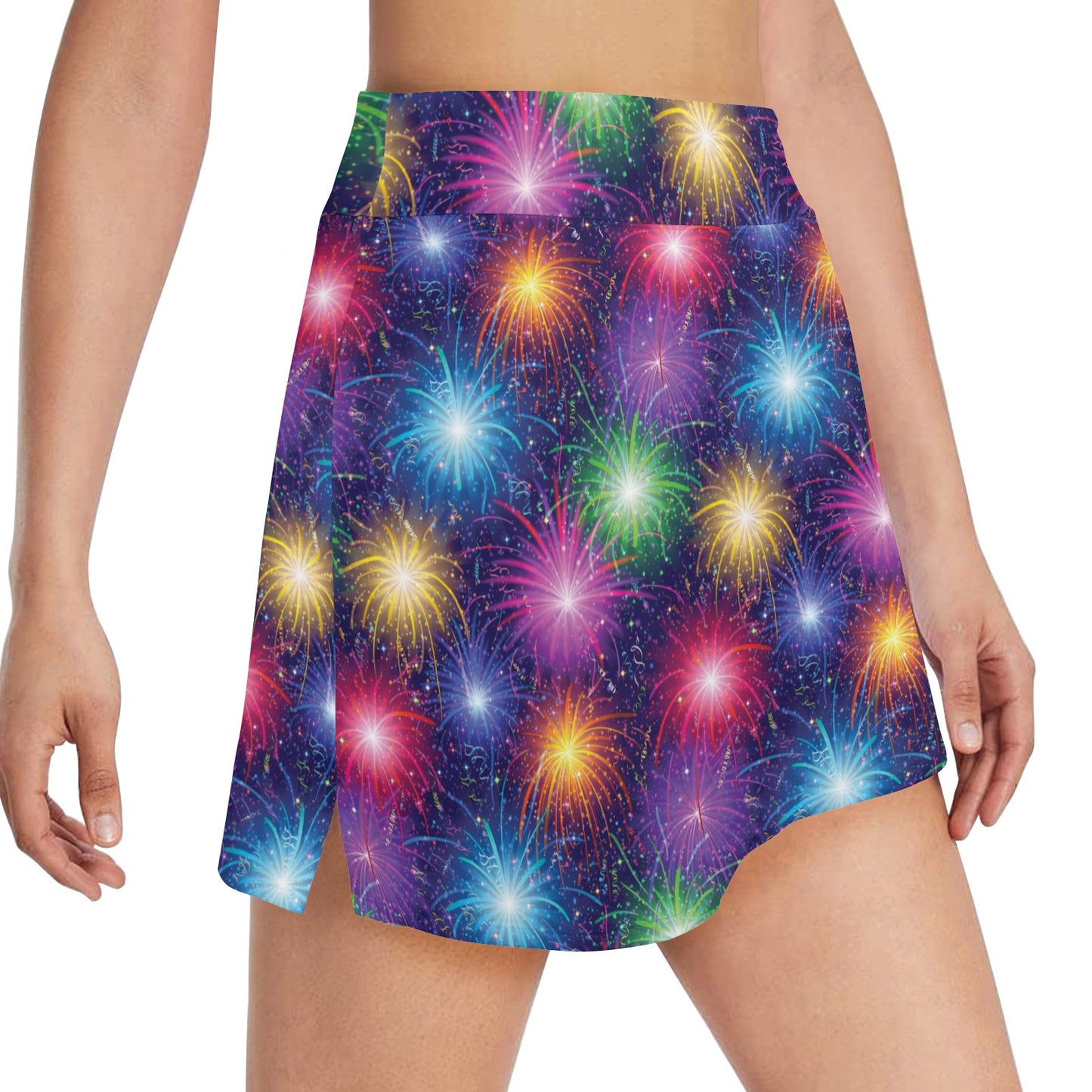 Firework Colorful Print Design LKS301 17" Golf & Pickleball Skort with Pockets