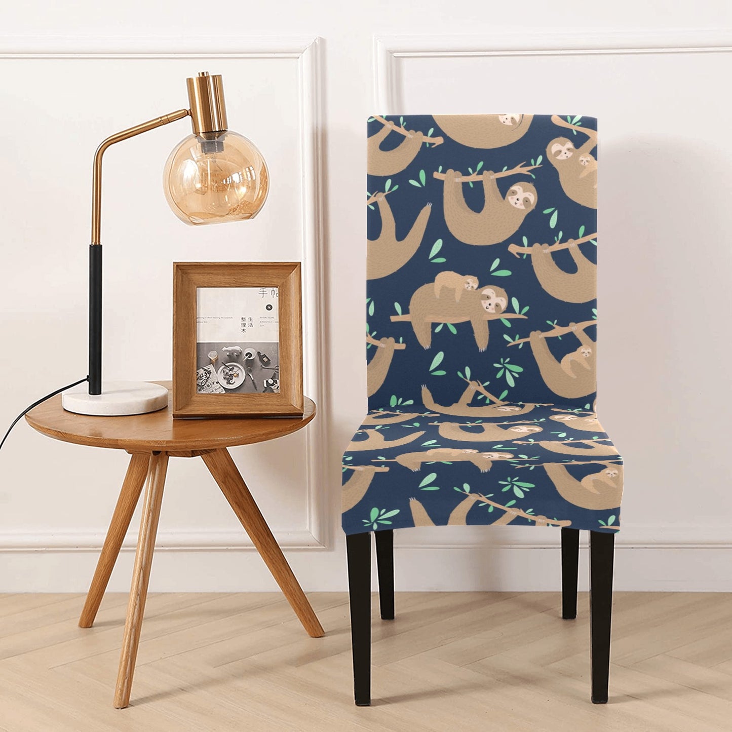 Sloth Print Design LKS307 Dining Chair Slipcover