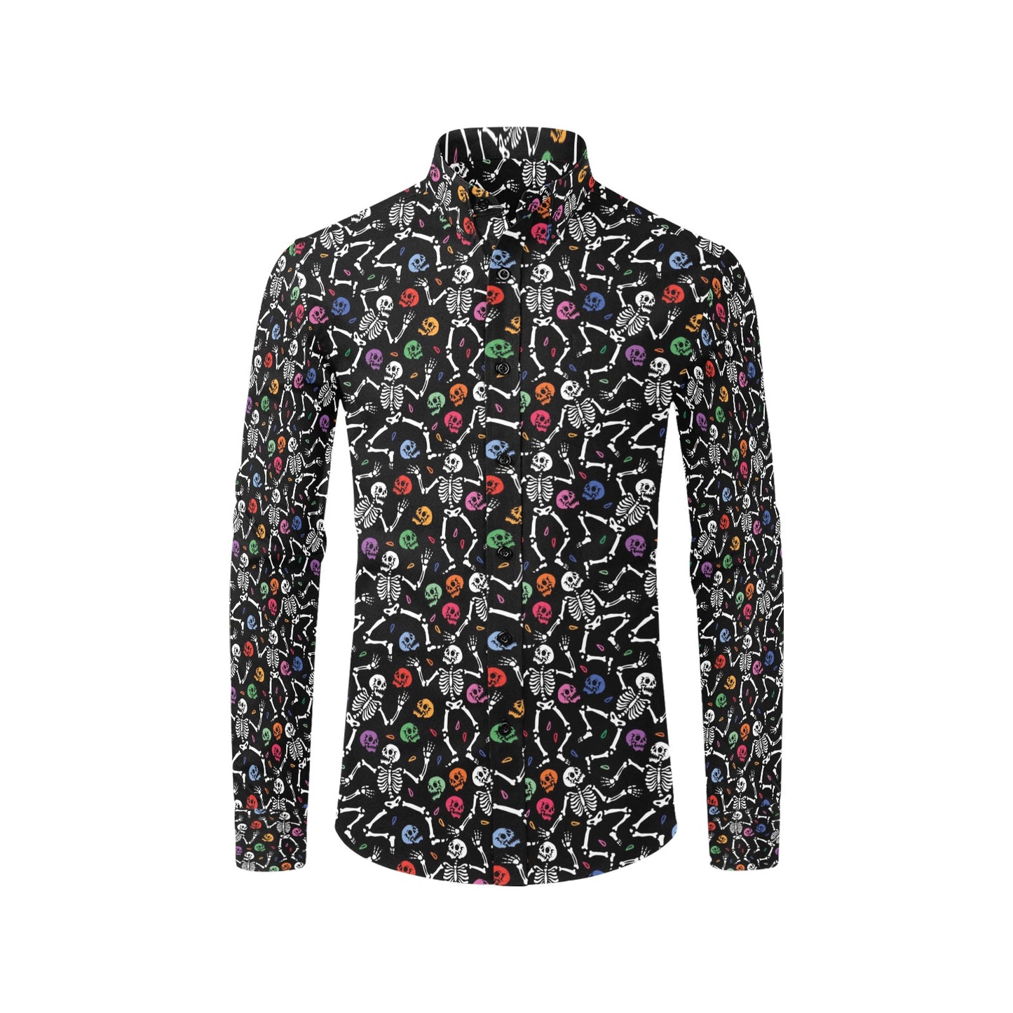 Skeleton Print Design LKS307 Men's Long Sleeve Dress Shirt