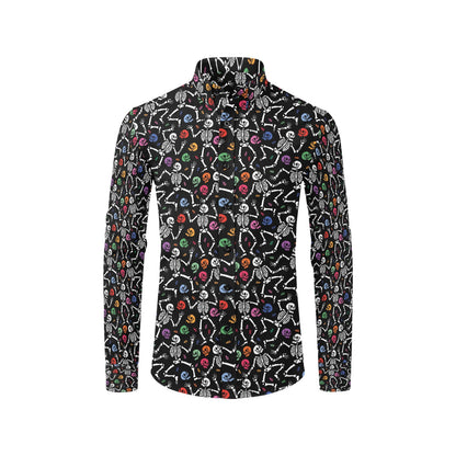 Skeleton Print Design LKS307 Men's Long Sleeve Dress Shirt