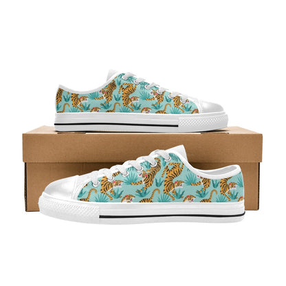 Tiger Print Design LKS304 Women's White Low Top Shoes