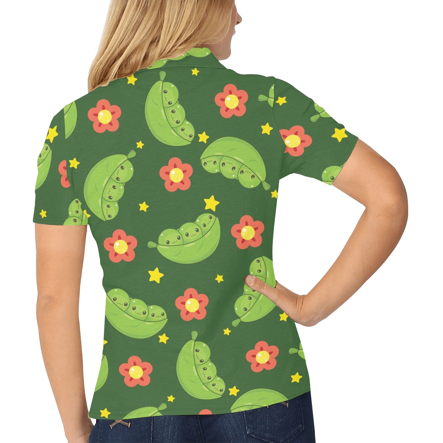 Peas Pattern Print Design A01 Women's Polo Shirt