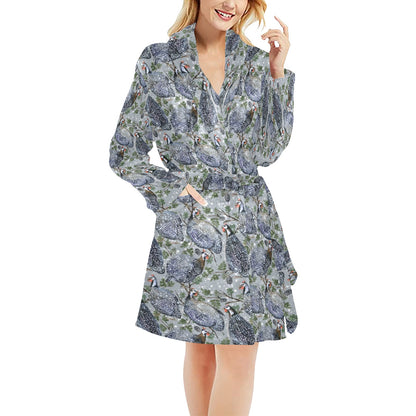 Guinea Fowl Print Design LKS402 Women's Fleece Robe