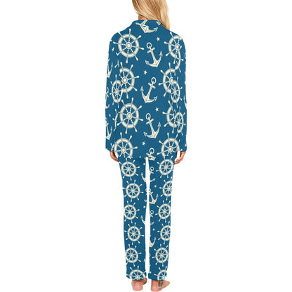 Anchor Pattern Print Design 01 Women's Long Pajama Set