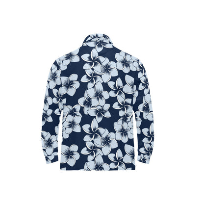Plumeria Pattern Print Design A02 Long Sleeve Polo Shirt For Men's