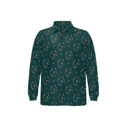 Horse Head Print Design LKS302 Long Sleeve Polo Shirt For Men's