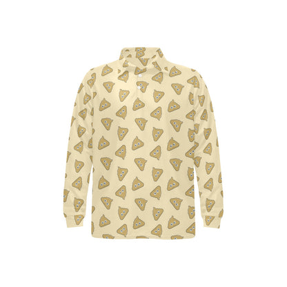 Poop Emoji Pattern Print Design A02 Long Sleeve Polo Shirt For Men's