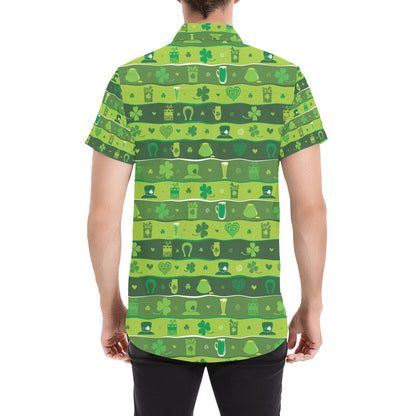 Shamrock Print Design LKS303 Men Short Sleeve Button Up Shirt