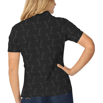 Black Cat Pattern Print Design 03 Women's Polo Shirt