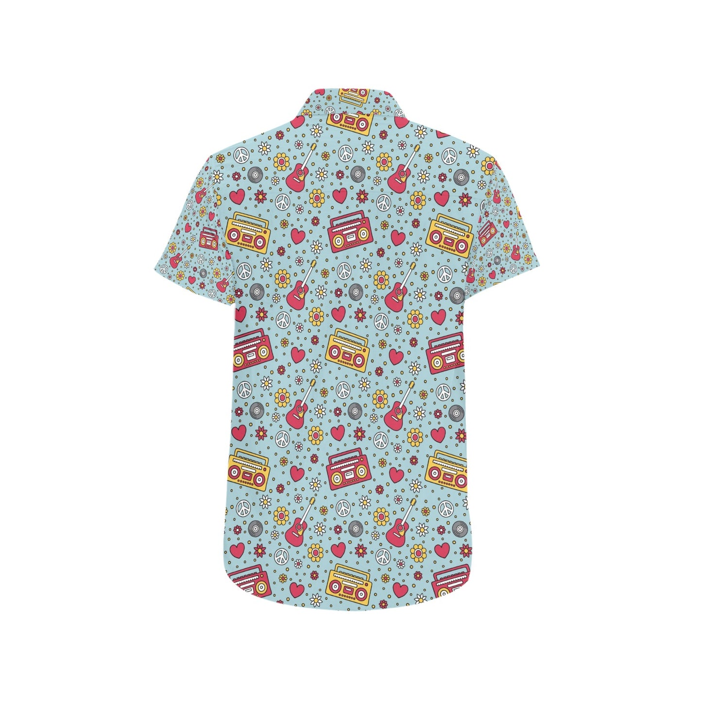 Hippie Print Design LKS307 Men Short Sleeve Button Up Shirt
