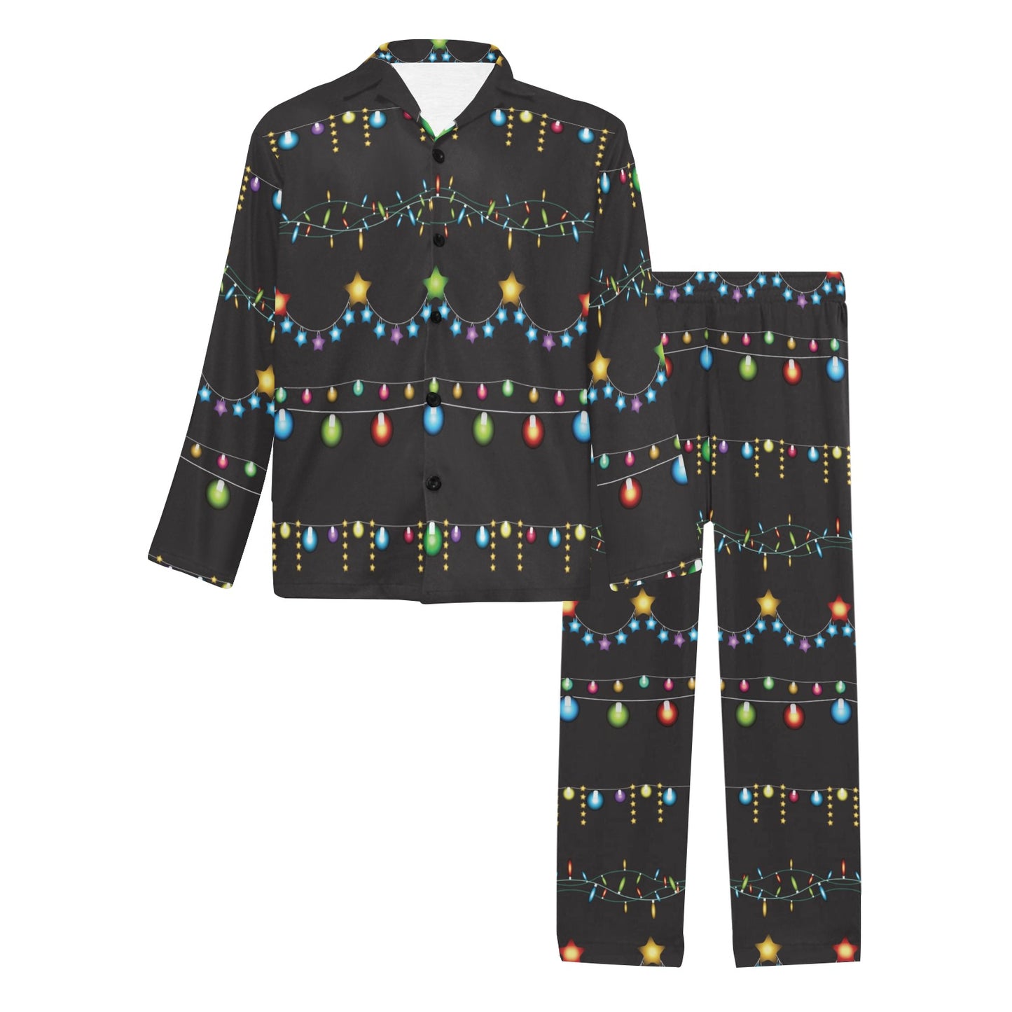 Christmas Light Pattern Print Design 01 Men's Long Pajama Set