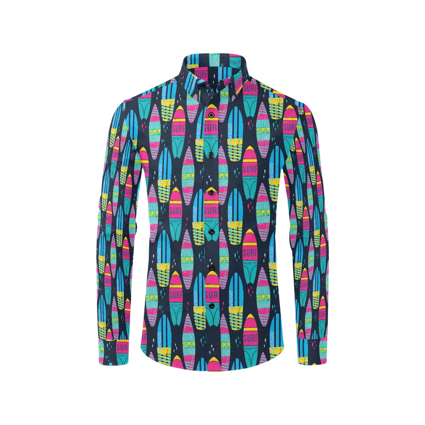 Surfboard Colorful Print Design LKS302 Men's Long Sleeve Dress Shirt